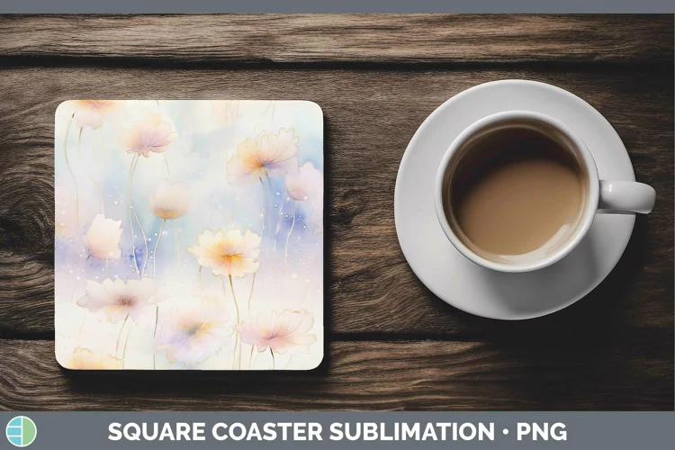 Watercolor Pastel Square Coaster Sublimation Coaster Designs