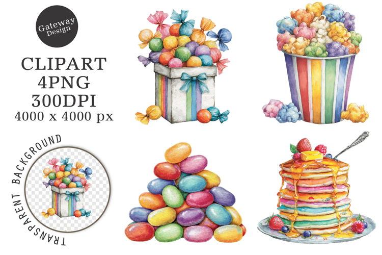 Watercolor Pastel Sweets Clipart