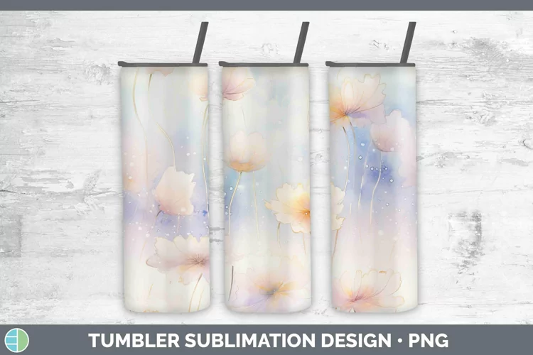 Watercolor Pastel Tumbler Sublimation 20 oz Skinny Tumbler D