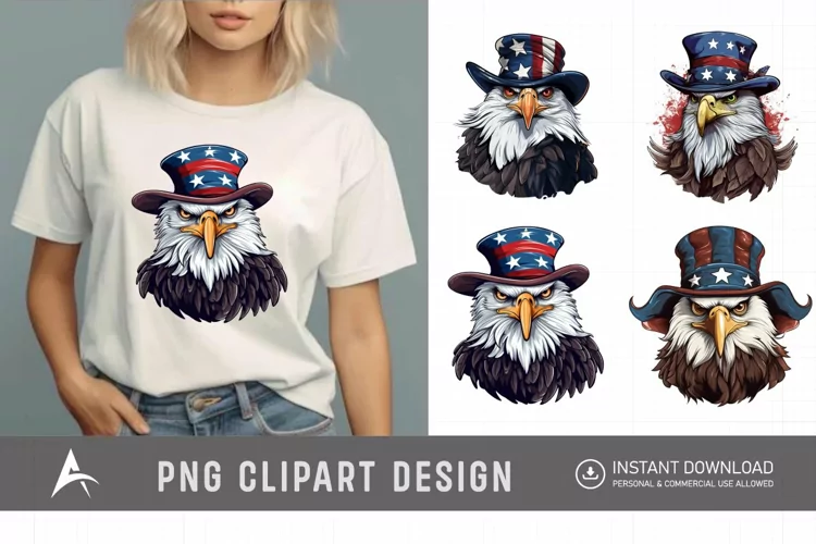 Watercolor Patriotic Eagles Clipart