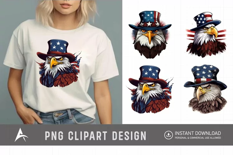 Watercolor Patriotic Eagles Clipart