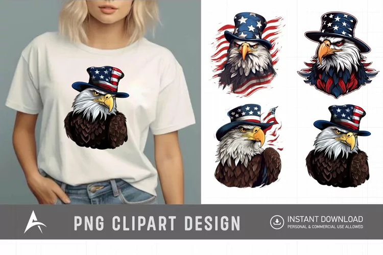 Watercolor Patriotic Eagles Clipart