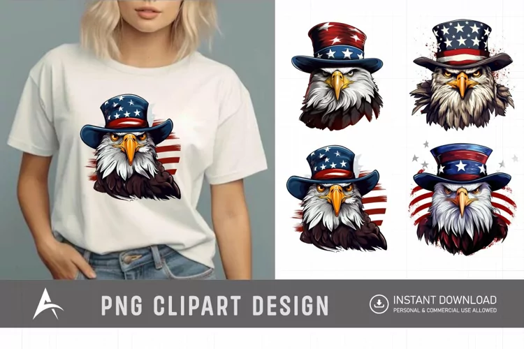 Watercolor Patriotic Eagles Clipart
