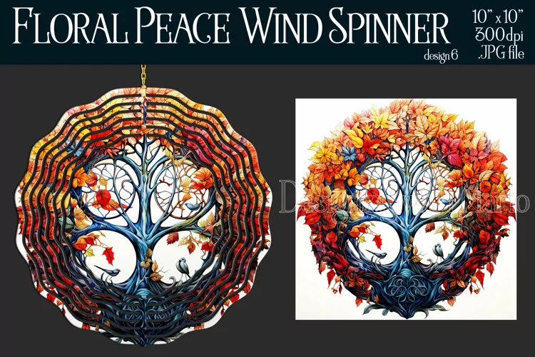 Peace Symbol Wind Spinner, Floral Wind Spinner, Hippie, 6