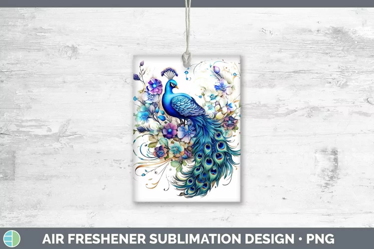 Watercolor Peacock Air Freshener | Sublimation Car Freshener