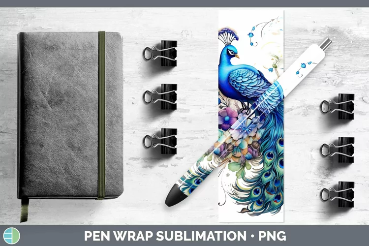 Watercolor Peacock Pen Wrap Sublimation Epoxy Pen Designs