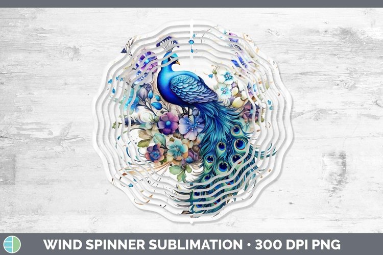 Watercolor Peacock Wind Spinner Sublimation Spinner Designs