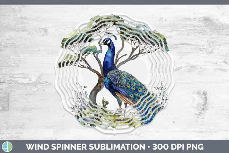 Watercolor Peacock Wind Spinner Sublimation Spinner Designs