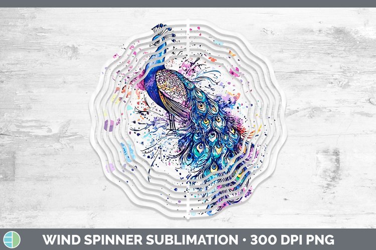 Watercolor Peacock Wind Spinner Sublimation Spinner Designs