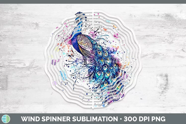 Watercolor Peacock Wind Spinner Sublimation Spinner Designs