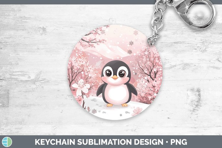 Watercolor Penguin Keychain Sublimation Keyring Designs
