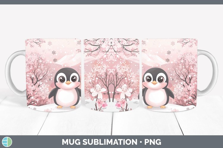 Watercolor Penguin Mug Wrap Sublimation Coffee Cup Designs