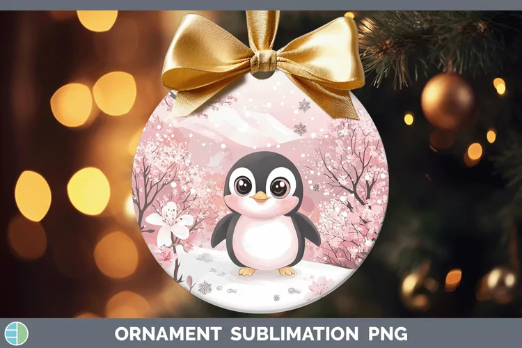 Watercolor Penguin Ornament Sublimation Bauble Designs