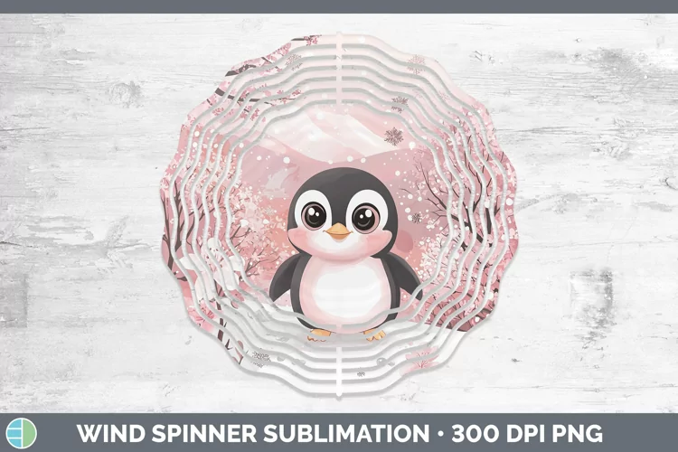 Watercolor Penguin Wind Spinner Sublimation Spinner Designs