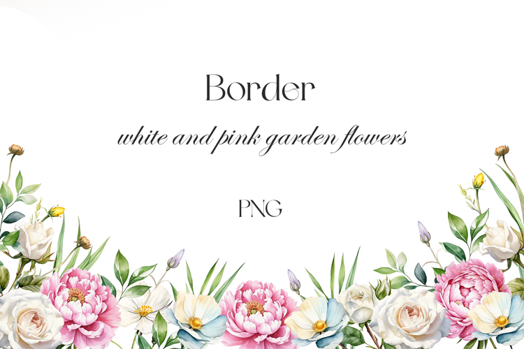 Watercolor peonies and garden flowers