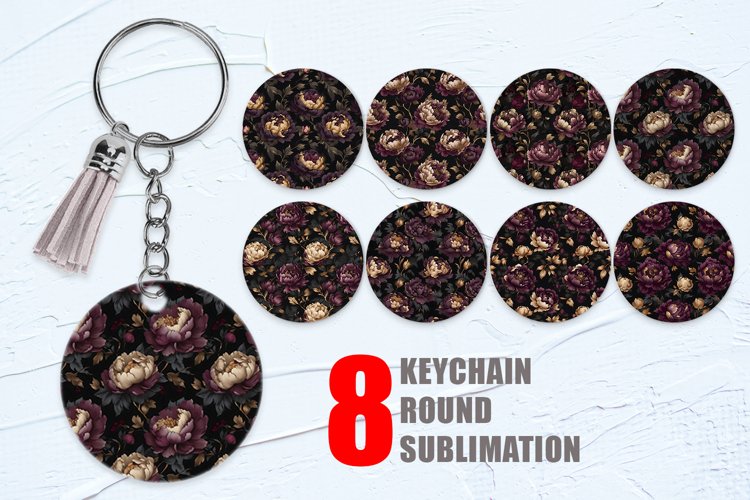 Peonies Flower Keychain | Keyring