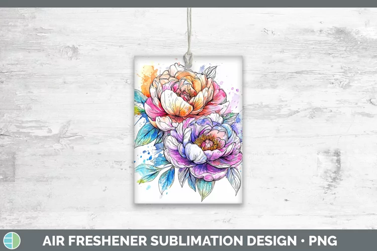 Watercolor Peony Air Freshener Sublimation Car Freshener Des