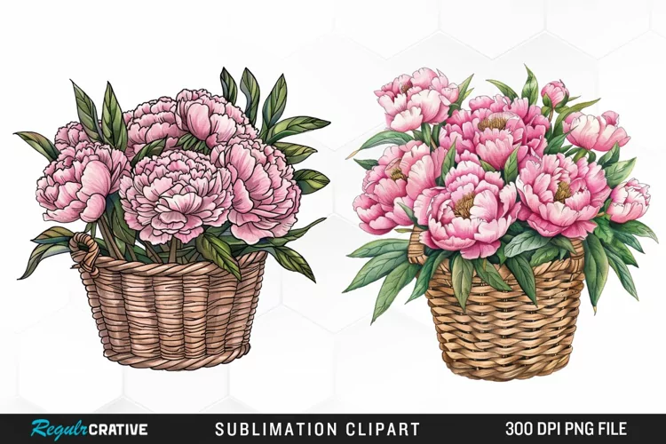 Watercolor Peony Bouquet Clipart