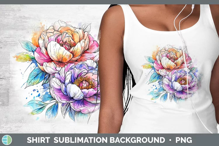 Watercolor Peony Shirt Sublimation Sublimation Background De