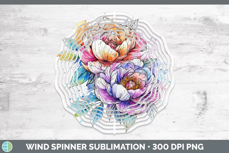 Watercolor Peony Wind Spinner Sublimation Spinner Designs