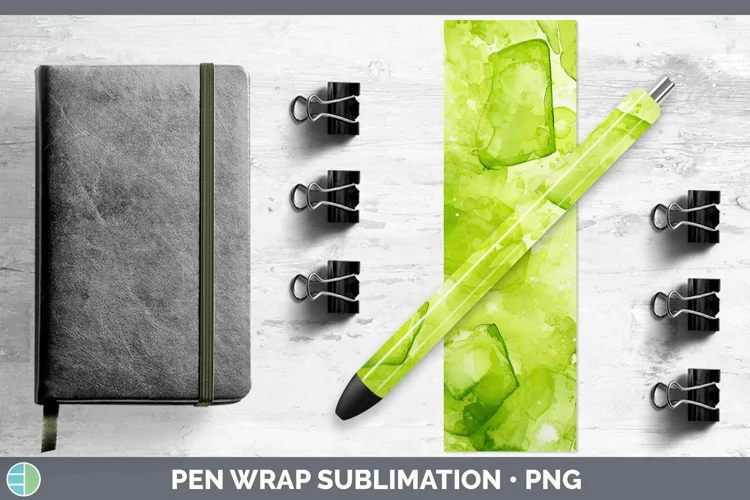 Watercolor Peridot Pen Wrap Sublimation Epoxy Pen Designs