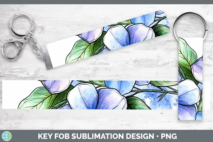Watercolor Periwinkle Key Fob Sublimation Wristlet Designs