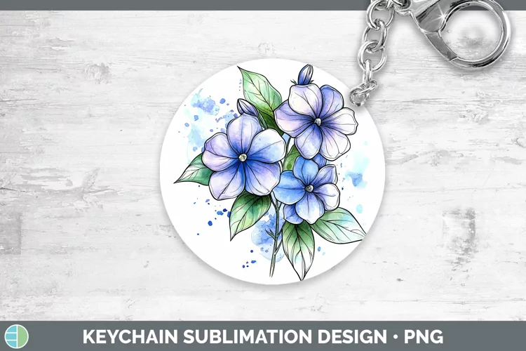 Watercolor Periwinkle Keychain Sublimation Keyring Designs