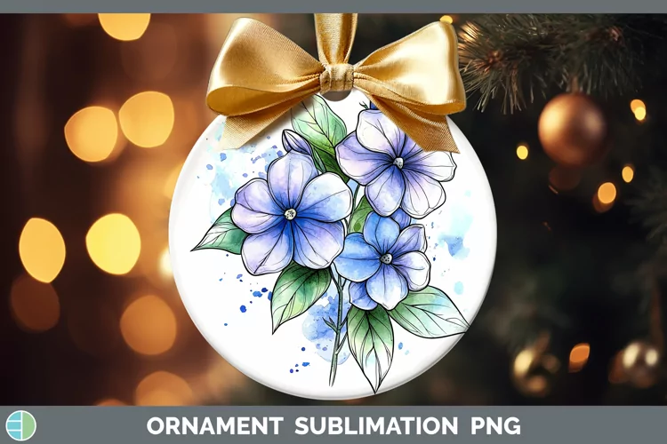 Watercolor Periwinkle Ornament Sublimation Bauble Designs