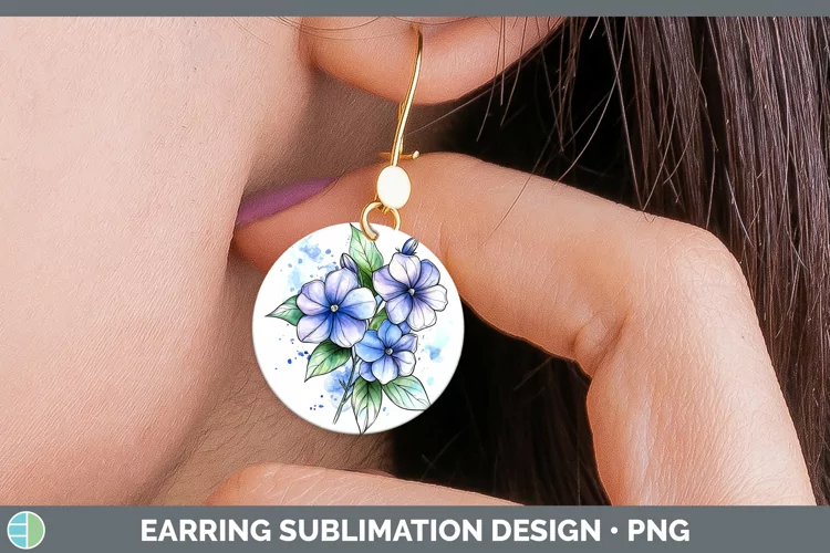 Watercolor Periwinkle Round Earrings Sublimation Earrings De