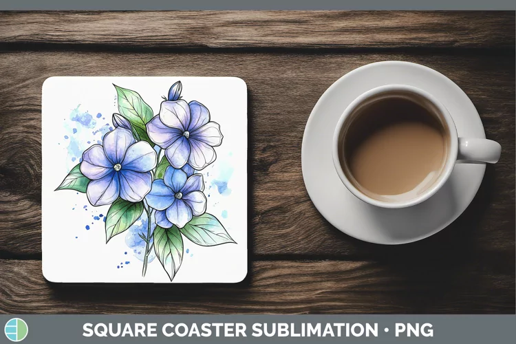 Watercolor Periwinkle Square Coaster Sublimation Coaster Des