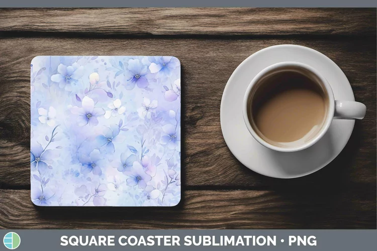 Watercolor Periwinkle Square Coaster Sublimation Coaster Des