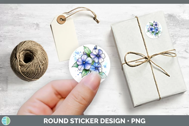 Watercolor Periwinkle Stickers | Round Labels Designs