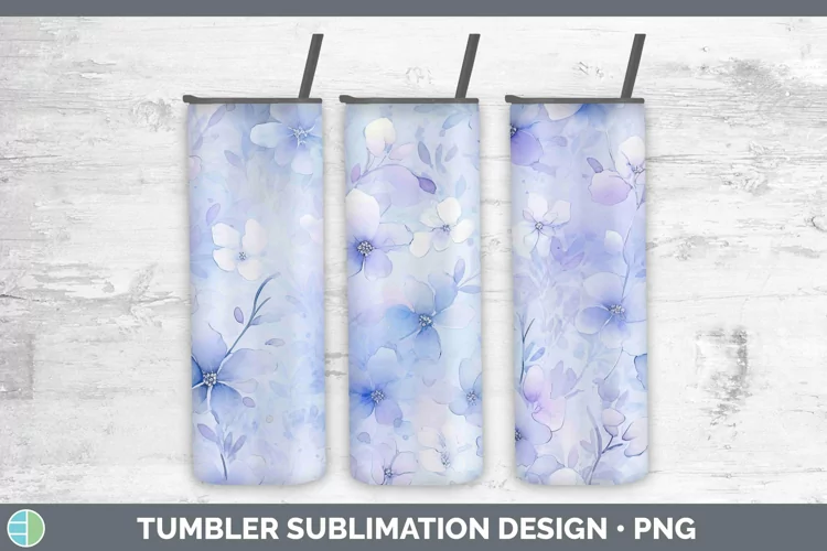 Watercolor Periwinkle Tumbler Sublimation 20 oz Skinny Tumbl