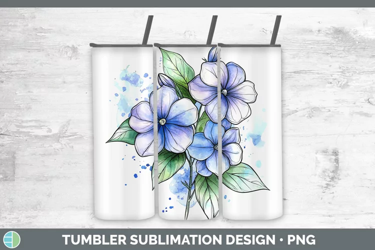 Watercolor Periwinkle Tumbler Sublimation 20 oz Skinny Tumbl