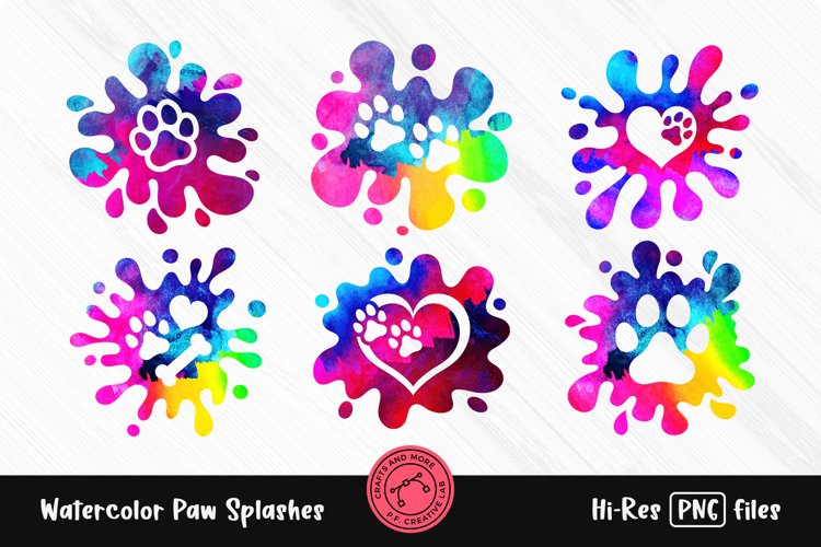 Watercolor Sublimation Pet Paw Splashes