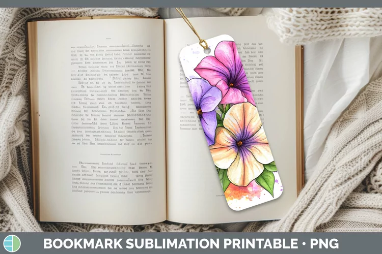 Watercolor Petunia Bookmark Sublimation Printable Designs