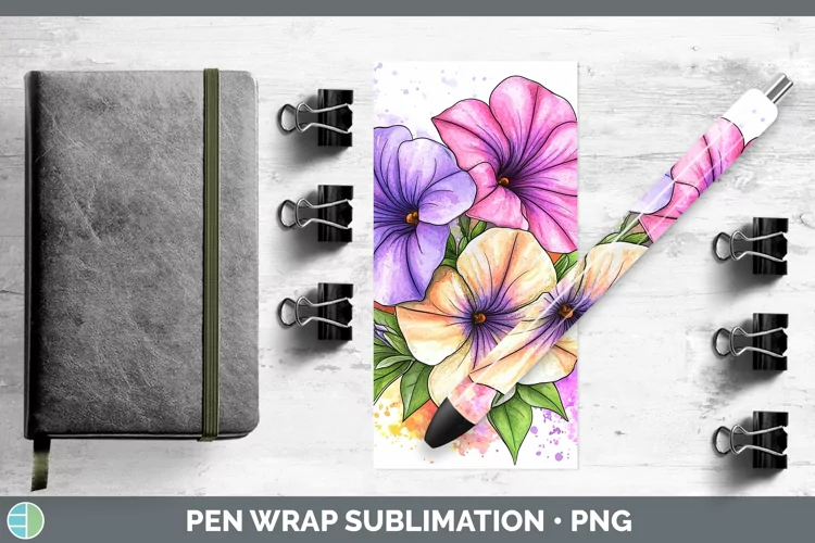 Watercolor Petunia Pen Wrap Sublimation Pen Designs