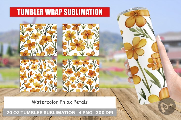Tumbler Sublimation Watercolor Phlox Petals