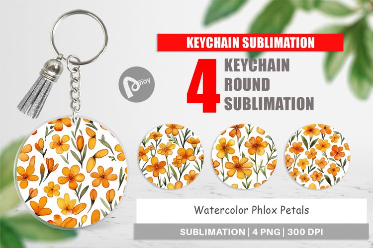 Keychain Watercolor Phlox Petals
