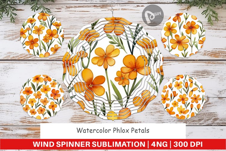 Wind Spinner Watercolor Phlox Petals
