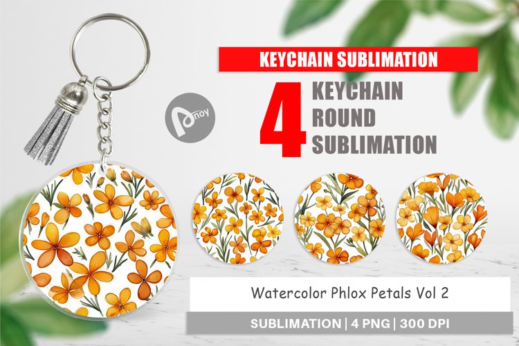 Keychain Watercolor Phlox Petals