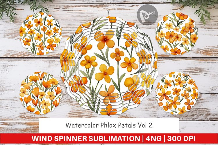 Wind Spinner Watercolor Phlox Petals