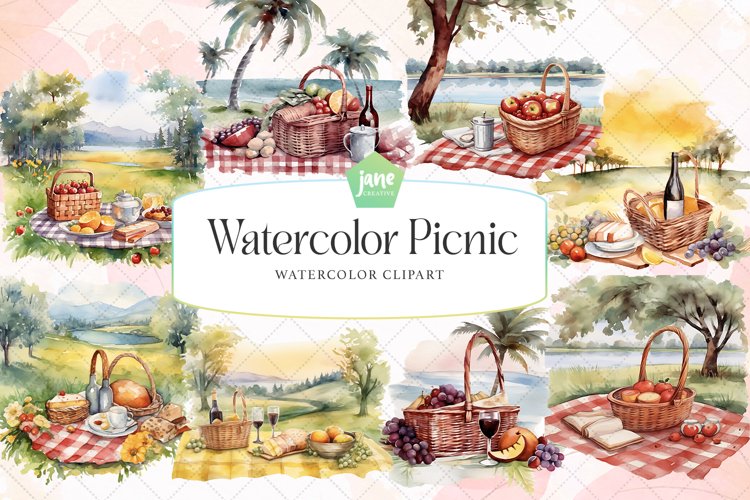 Picnic Watercolor Sublimation Clipart