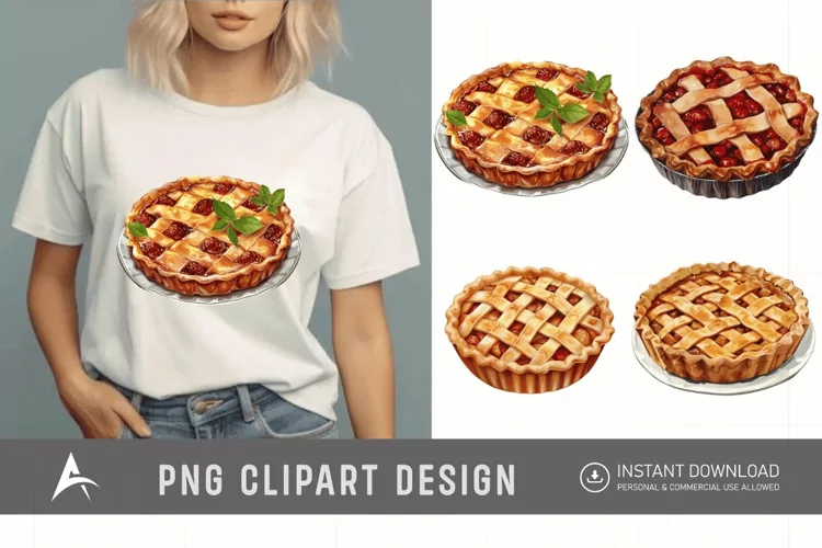 Watercolor Pie Sublimation Clipart