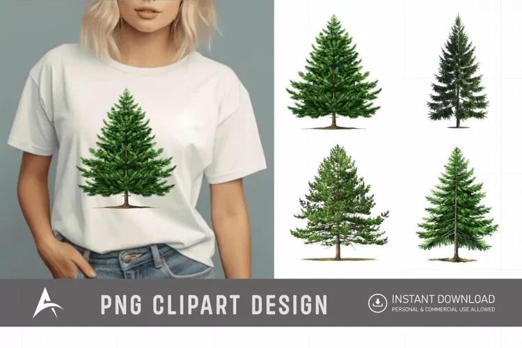 Watercolor Pine Tree Clipart