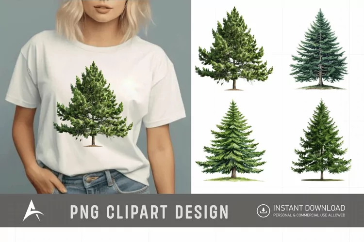 Watercolor Pine Tree Clipart