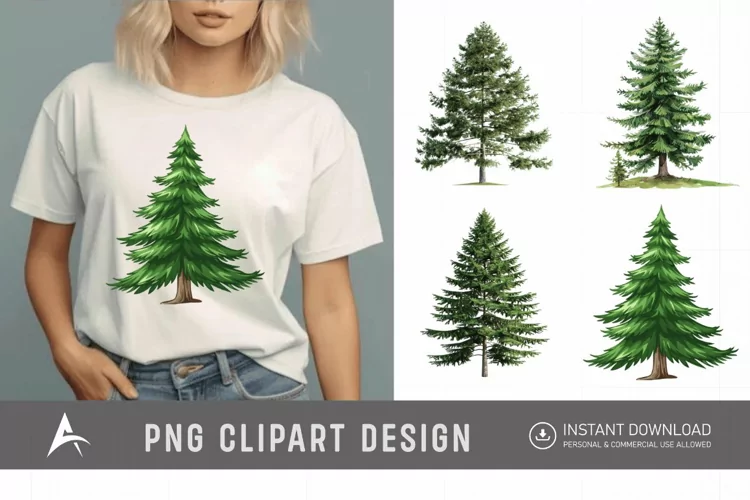 Watercolor Pine Tree Clipart