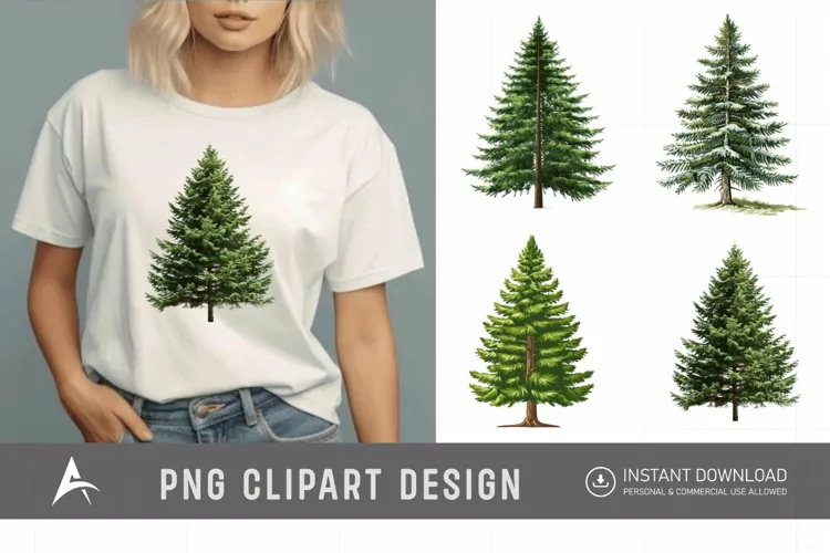 Watercolor Pine Tree Clipart