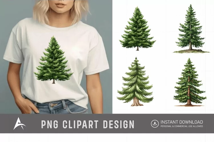Watercolor Pine Tree Clipart