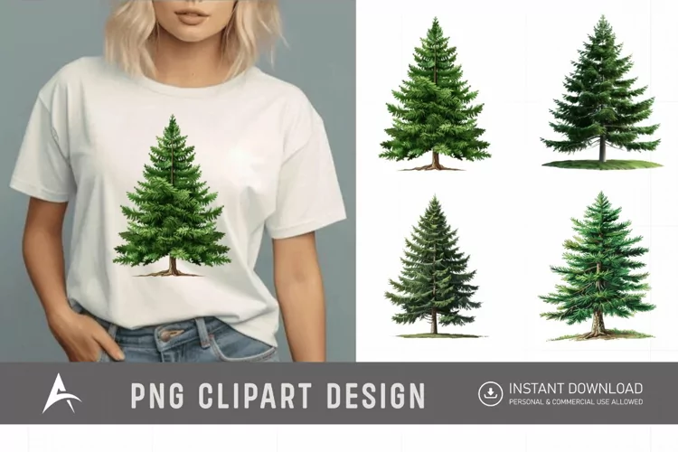 Watercolor Pine Tree Clipart
